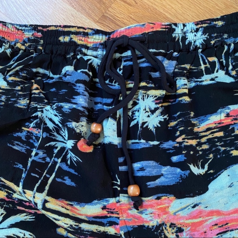 Free People Black Multicolor Wide-Leg Pants Lounge - Picture 8 of 10